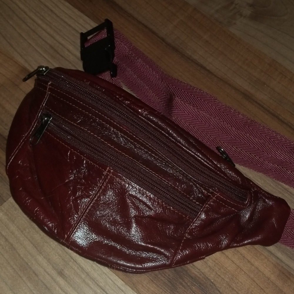 N E W Burgundy Leather Fanny Pack